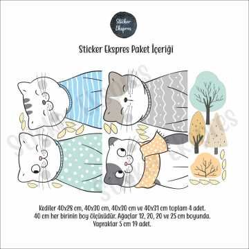 Sevimli Kediler Erkek Odası Sticker Seti