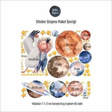 Uzayı Keşif Güneş Sistemi Ve Gezegenler Duvar Sticker Seti