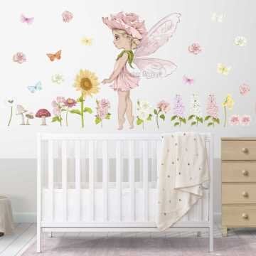 Çiçek Perisi Ve Çiçekler Çocuk Odası Sticker Seti