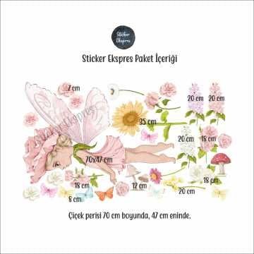 Çiçek Perisi Ve Çiçekler Çocuk Odası Sticker Seti