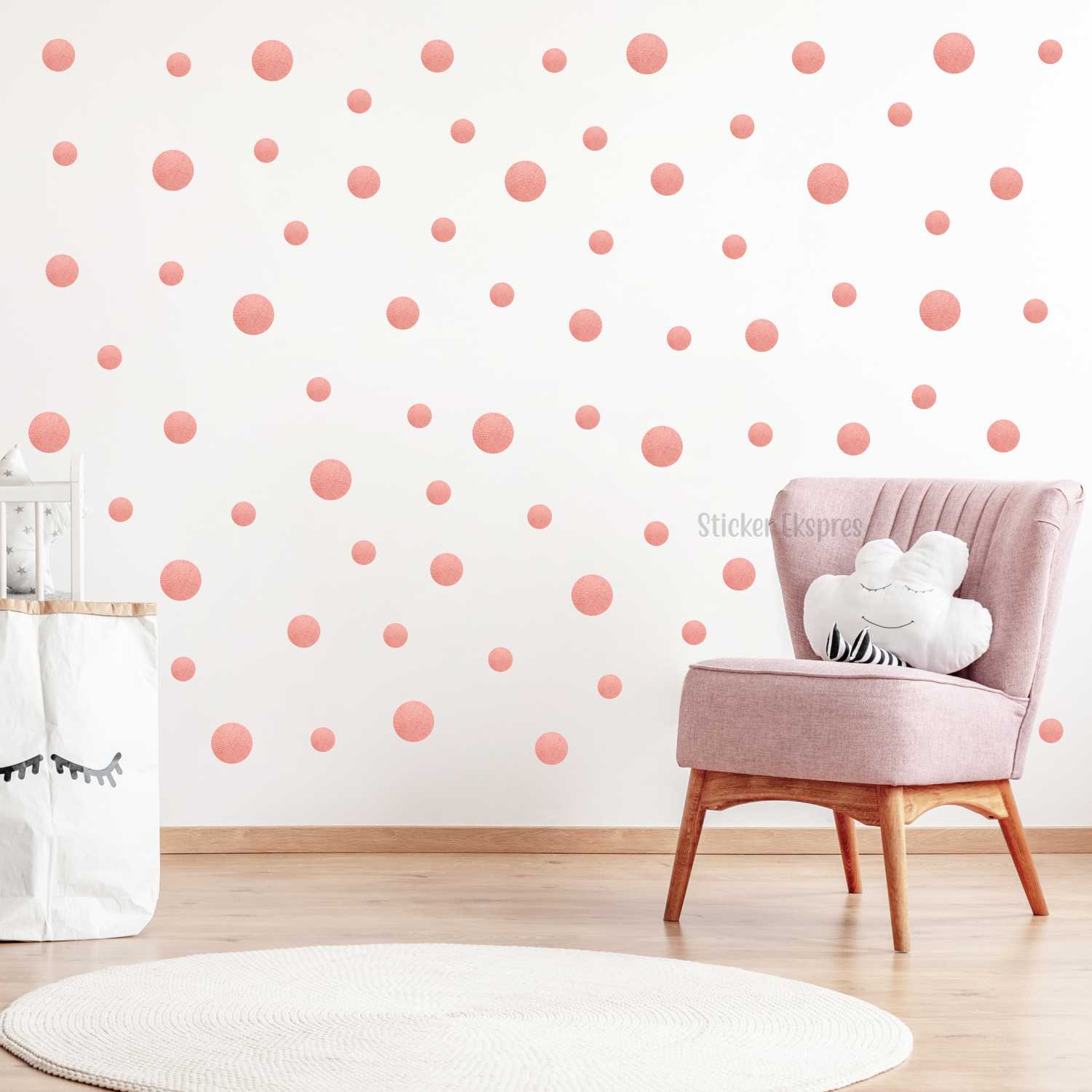 150 Adet Rose Gold Efektli Puantiye Sticker Seti