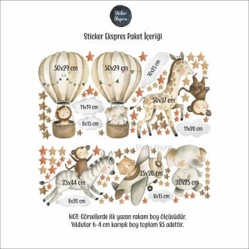 Mutlu Hayvanlar Diyarı Çocuk Odası Sticker Seti