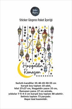 Ramazan Kandilleri Hoşgeldin Ramazan Cam Kapı Duvar Sticker Seti