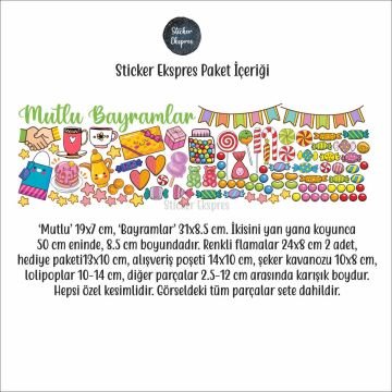 Mutlu Bayramlar Ramazan Bayramı Cam Duvar Kapı Sticker Seti