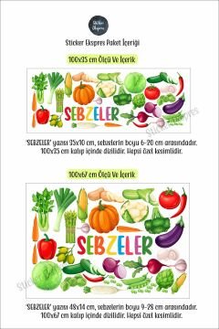 Sebzeler Eğitici Anaokulu Çocuk Odası Kreş Duvar Kapı Cam Sticker Seti