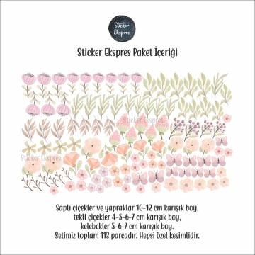 Kır Çiçekleri Çocuk Odası Duvar Sticker Seti
