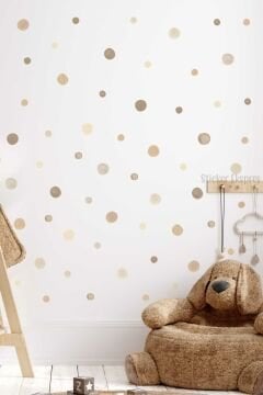 178 Adet 5 Ve 3 Cm Pastel Kahverengi Suluboya Puantiye Duvar Sticker