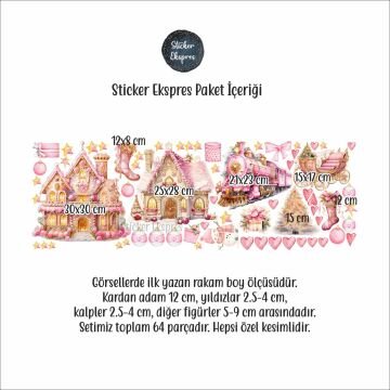 Pembe Gold Yılbaşı Yeni Yıl Cam Kapı Duvar Sticker Seti