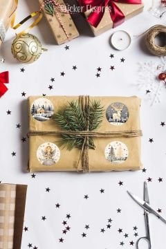 Mutlu Yıllar Happy New Year Sticker 4 Cm 36 Adet MY-2 Suya Dayanıklı Yeni Yıl Yılbaşı Etiketi