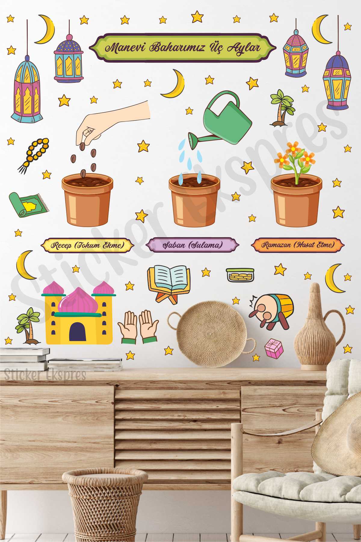 Üç Aylar Mega Set Recep Şaban Ramazan Cam Duvar Kapı Sticker Seti