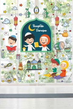 Hoşgeldin Ramazan Çocuk Temalı Duvar Kapı Cam Sticker Seti