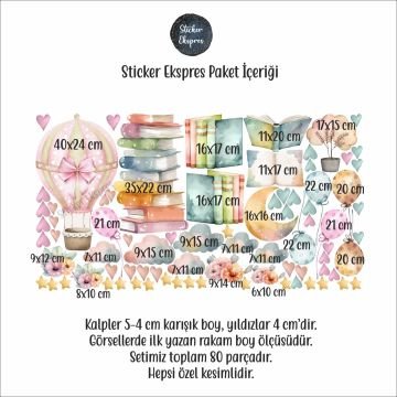 Kitap Sevgisi Çocuk Odası Duvar Sticker Seti