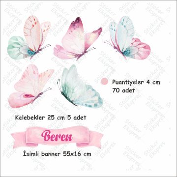 İsimli Büyük Kelebek Puantiye Set