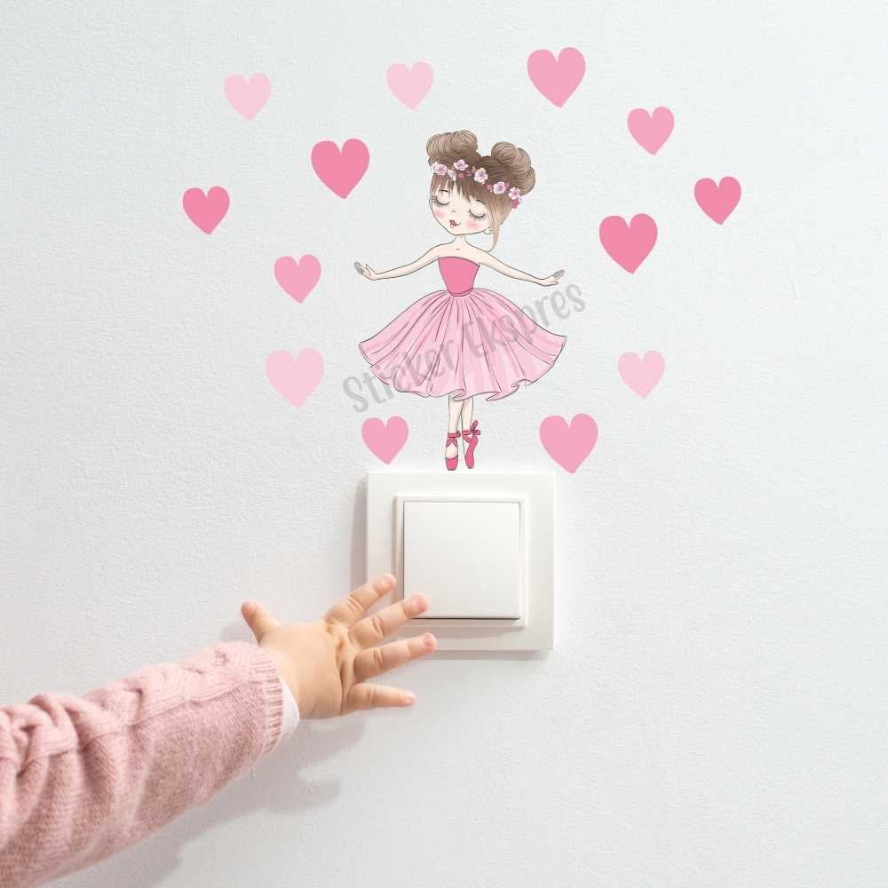 Balerin Çocuk Odası Priz Üstü Sticker