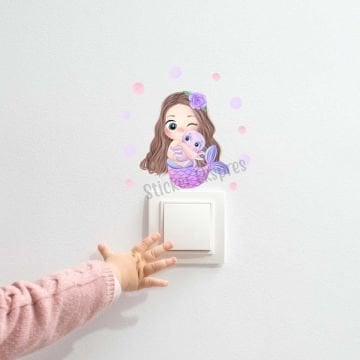 Deniz Kızı Ve Baloncuklar Dekoratif Priz Sticker