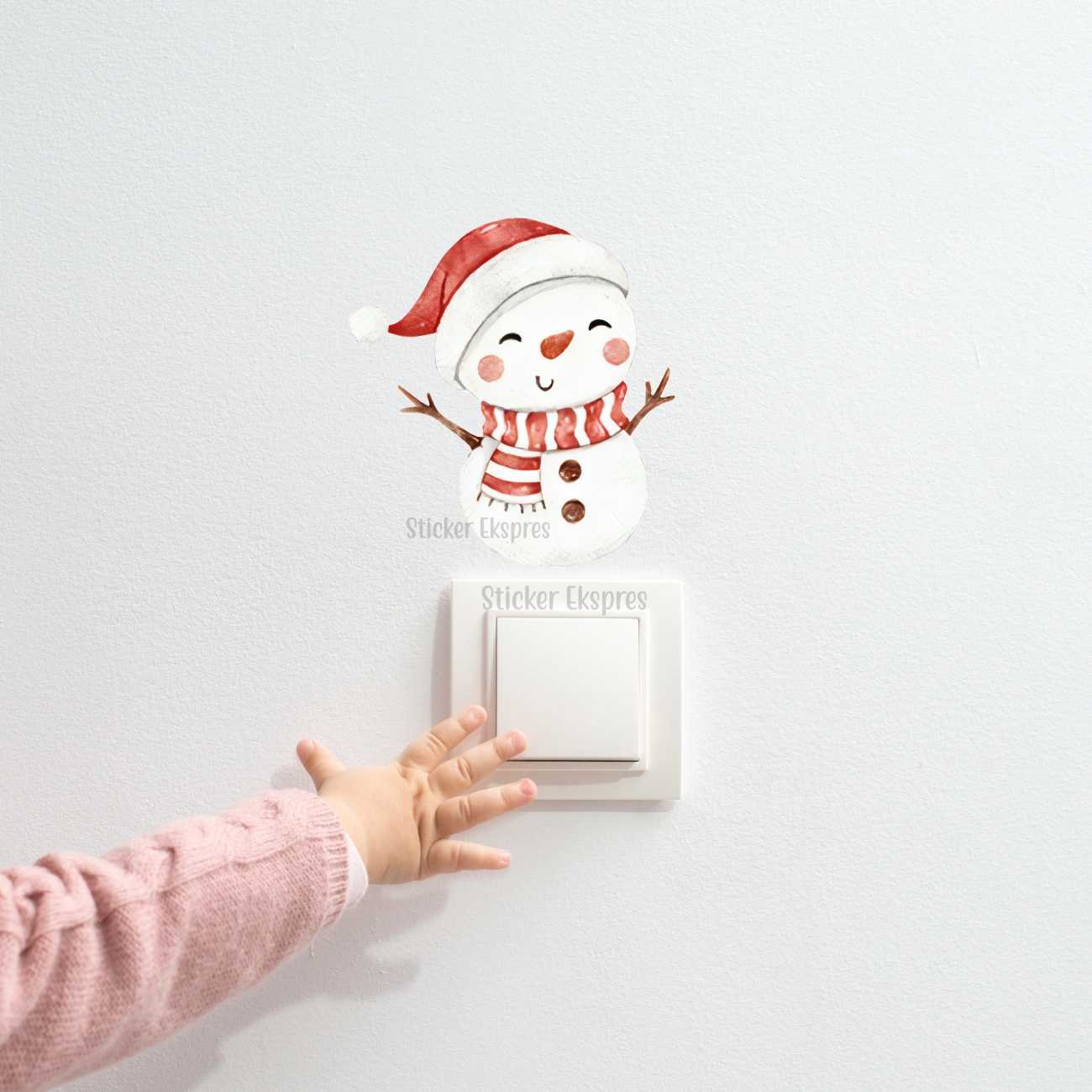 Yeni Yıl Sevimli Kardan Adam Yılbaşı Priz Sticker