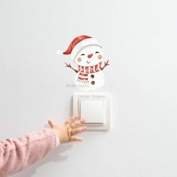 Yeni Yıl Sevimli Kardan Adam Yılbaşı Priz Sticker
