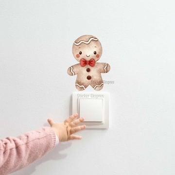 Yeni Yıl Sevimli Kurabiye Adam Yılbaşı Priz Sticker