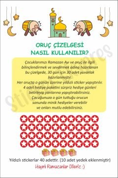Çocuklar İçin Ramazan Ayı Oruç Çizelgesi Duvar Kapı Cam Sticker Seti