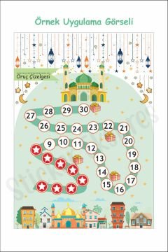 Çocuklar İçin Ramazan Ayı Oruç Çizelgesi Duvar Kapı Cam Sticker Seti