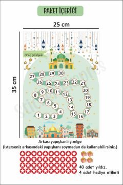 Çocuklar İçin Ramazan Ayı Oruç Çizelgesi Duvar Kapı Cam Sticker Seti