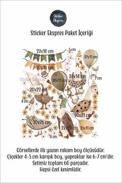 Sevimli Kazlar Çocuk Odası Duvar Sticker Seti