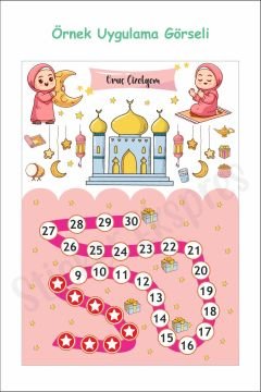 Kız Çocuklar İçin Ramazan Ayı Oruç Çizelgesi Duvar Kapı Cam Sticker Seti