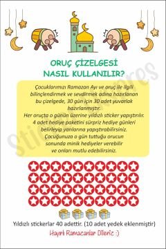 Kız Çocuklar İçin Ramazan Ayı Oruç Çizelgesi Duvar Kapı Cam Sticker Seti