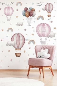 Boho Balonlar Çocuk Odası Duvar Sticker Seti