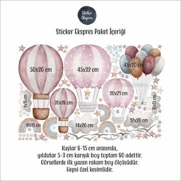Boho Balonlar Çocuk Odası Duvar Sticker Seti
