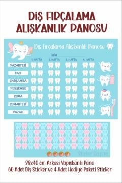 Çocuklar İçin Diş Fırçalama Alışkanlık Panosu Sticker - Diş Fırçalama Takip Çizelgesi