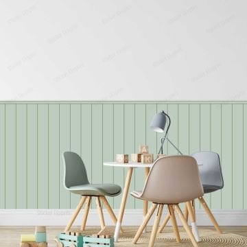 Çizgili Duvar Panel Folyosu, Ahşap Panel Görünümlü Duvar Sticker Soft Yeşil