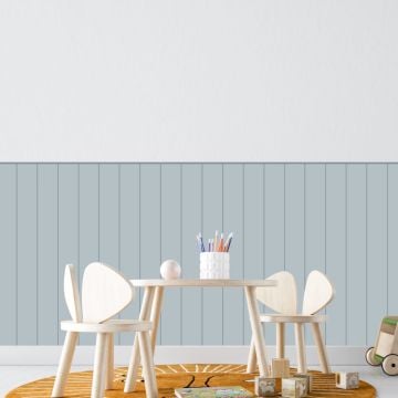 Çizgili Duvar Panel Folyosu, Ahşap Panel Görünümlü Duvar Sticker Soft Mavi