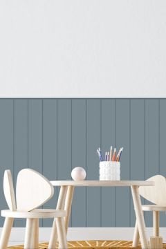 Çizgili Duvar Panel Folyosu, Ahşap Panel Görünümlü Duvar Sticker Derin Mavi