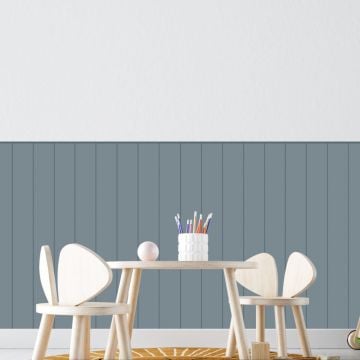 Çizgili Duvar Panel Folyosu, Ahşap Panel Görünümlü Duvar Sticker Derin Mavi