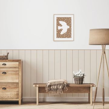 Çizgili Duvar Panel Folyosu, Ahşap Panel Görünümlü Duvar Sticker Açık Bej