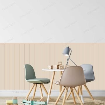 Çizgili Duvar Panel Folyosu, Ahşap Panel Görünümlü Duvar Sticker Bej