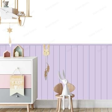 Çizgili Duvar Panel Folyosu, Ahşap Panel Görünümlü Duvar Sticker Lila