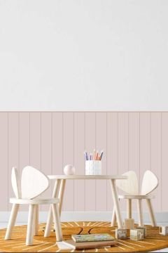 Çizgili Duvar Panel Folyosu, Ahşap Panel Görünümlü Duvar Sticker Soft Pembe