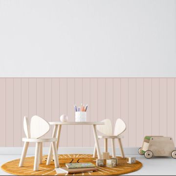 Çizgili Duvar Panel Folyosu, Ahşap Panel Görünümlü Duvar Sticker Soft Pembe