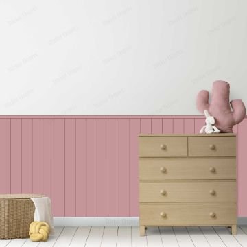 Çizgili Duvar Panel Folyosu, Ahşap Panel Görünümlü Duvar Sticker Gül Kurusu