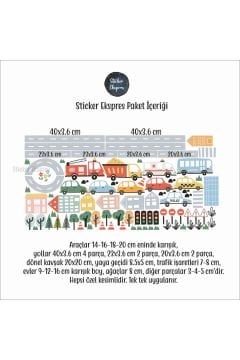 Yollar Araçlar Ve Trafik Çocuk Odası Duvar Sticker Seti