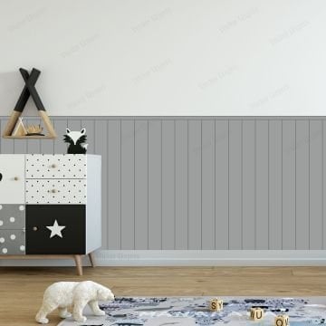 Çizgili Duvar Panel Folyosu, Ahşap Panel Görünümlü Duvar Sticker Gri