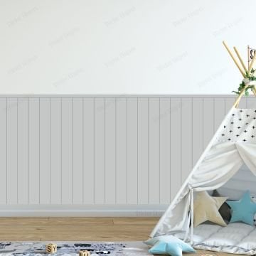 Çizgili Duvar Panel Folyosu, Ahşap Panel Görünümlü Duvar Sticker Açık Gri