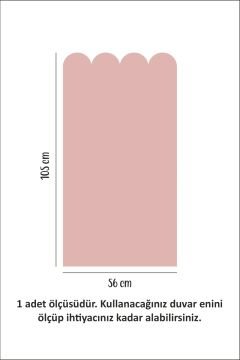 Dusty Pink Dalgalı Yarım Duvar Kaplama Folyosu, Çit Detaylı Duvar Sticker