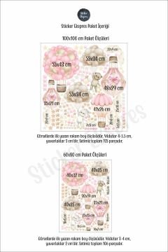 Soft Pembe Bej Tonlarda Uçan Balon Macerası Çocuk Odası Duvar Sticker Seti