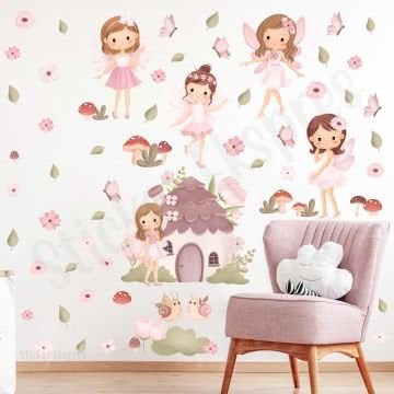 Pastel Peri Kızları Peri Kızı Çocuk Odası Duvar Sticker