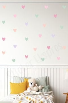 Dreamy Asimetrik Kalpler Çocuk Odası Duvar Sticker Seti