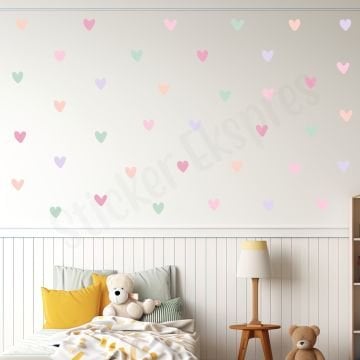 Dreamy Asimetrik Kalpler Çocuk Odası Duvar Sticker Seti