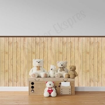 Doğal Ahşap Rengi Duvar Panel Folyosu, Ahşap Panel Görünümlü Duvar Sticker
